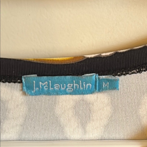 J. McLaughlin Black, White & Gold Nautical 3/4 Sleeve Top, size M - Picture 3 of 6